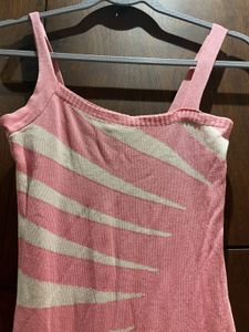 Pink &amp; Beige Abstract Knit Bodycon