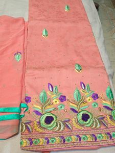 All Over Thread Work Suit With Pure Duptta