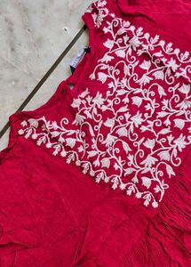 Red Embroidered tunic top