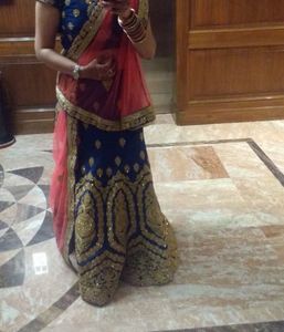 Blue &amp; Gold Lehenga Choli