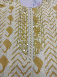 Mustard Embroidered Kurta