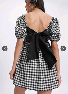 Gingham Puff Sleeve Dress