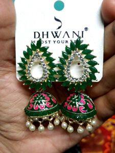 Green Jhumka Earrings