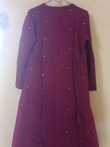 Burgundy Embellished Kurta