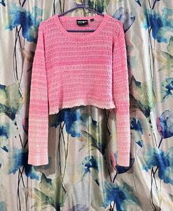 Pink Knit Crochet Top