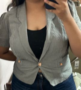 Gray Cropped Blazer