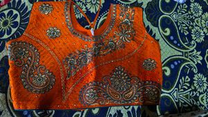 Teal Green And Orange Lehnga