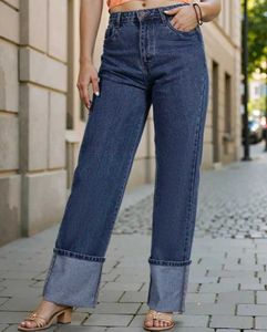 Shein Full Length Turn Up Hem Straight Fit Jeans W
