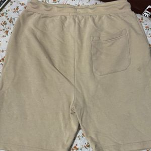 Beige Drawstring Sweat Shorts