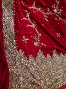 red ♥️ zardozi aari  vintage heavy work saree 😍