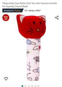 Kitty Face Rattle Toy With Squeeze Handle