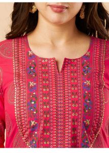 Pink Printed Kurta Set with Dupatta