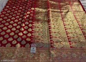 Bridal Marron &amp; Gold Banarasi Saree