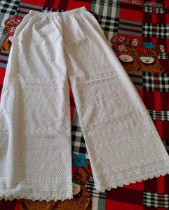 White Embroidered Palazzo Pants