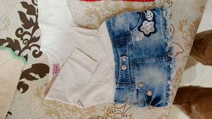 Denim Dress with Floral Accent