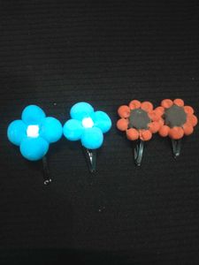 Handmade Flower Hair Clips &amp; Keychain Set