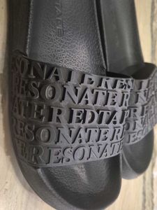 Men Red Tape Black Slides