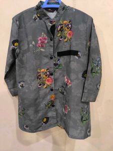 Green Floral Shirt For Girls.