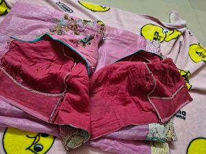 Pink Embroidered Saree Blouse