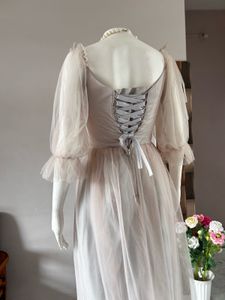 Faint pink tulle gown