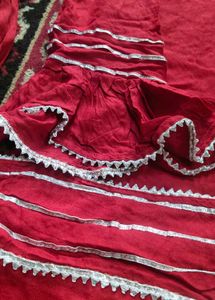 Red &amp; Silver Embellished Fabric