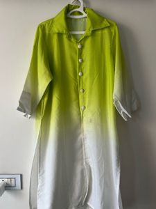 Lime Green Ombre Button-Down Dress XL, XXL