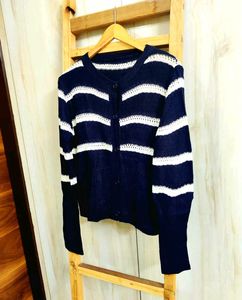 Striped Knit Cardigan size-38