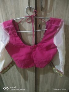 Pink And Creem Color Saree