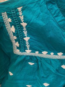 Embroidered Teal Top