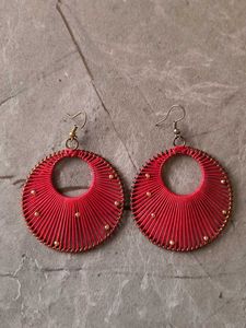 Red Threaded Earrings