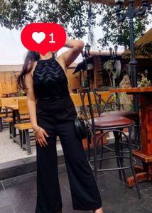 Black Halter Neck Basic Jumpsuit