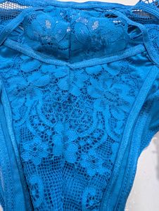 Blue Lace Panty / Briefs With Garter Strings