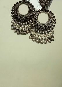 Silver Jhumka Earrings (Oxidised)