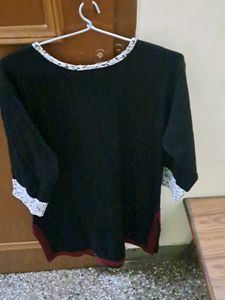 Dhoti Styled Salwar With Kurti (Black And White)