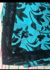 Floral Print Saree with Sequin Border