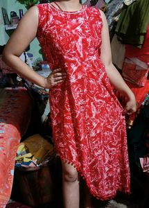 Bodcon Red One Sided Long Dress
