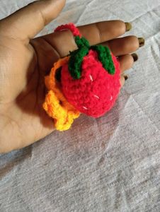 Strawberry Crochet key chain