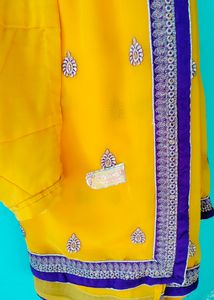 💥Yellow 💛 with Purple 💜 Border Saree