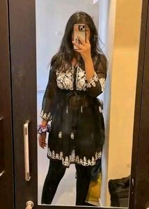 Short Black Chikankari kurti