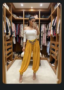 haldi wear Yellow Embellished Harem Pants