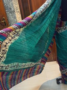 Silk Green Saree With Stretchable Blouse