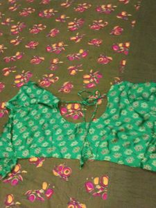 Green Printed Saree