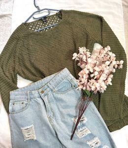 Buy1 Get1 Free OG H&amp;M Olive Green Crochet Top D
