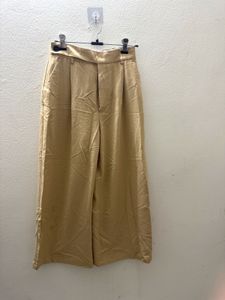 Beige Wide Leg Trousers