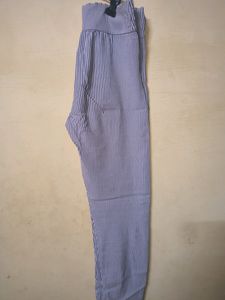 Striped Button High Waist Pants