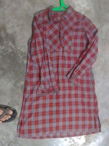 Red Plaid Shirt Tunic