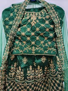 Emerald Green Embroidered Lehnga