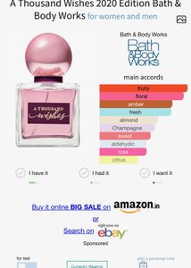 Bbw Thousand Wishes perfume 10ml sample