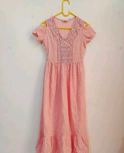 Pink Embroidered Maxi Dress