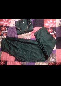 Green Satin Pajama Set